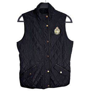 Lauren Ralph‎ Lauren Diamond Quilted Vest Crest Patch Black Size Medium
